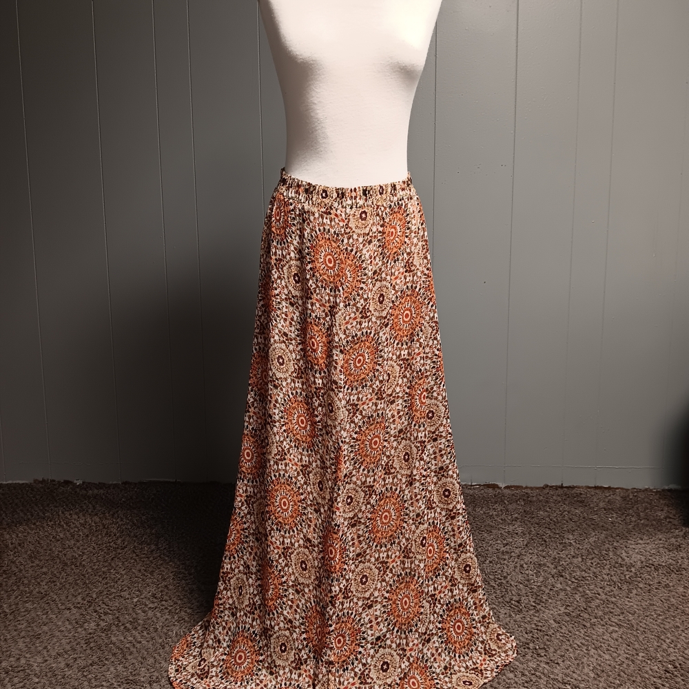 Elegant Orange Patterned Skirt